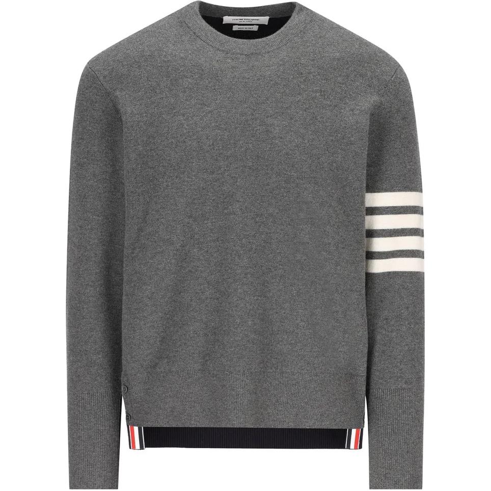 Thom Browne Two-Tone Stripe Knit Long Sleeve Crewneck Sweater Gray MKA517B-Y1018-035