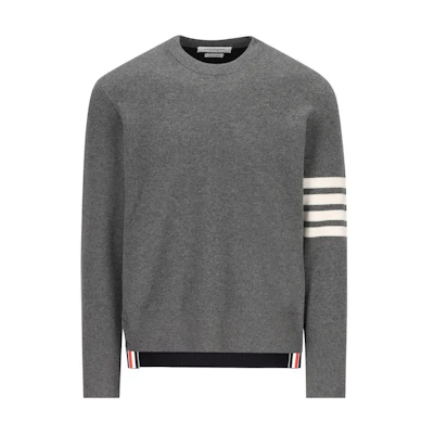 Thom Browne Two-Tone Stripe Knit Long Sleeve Crewneck Sweater Gray MKA517B-Y1018-035