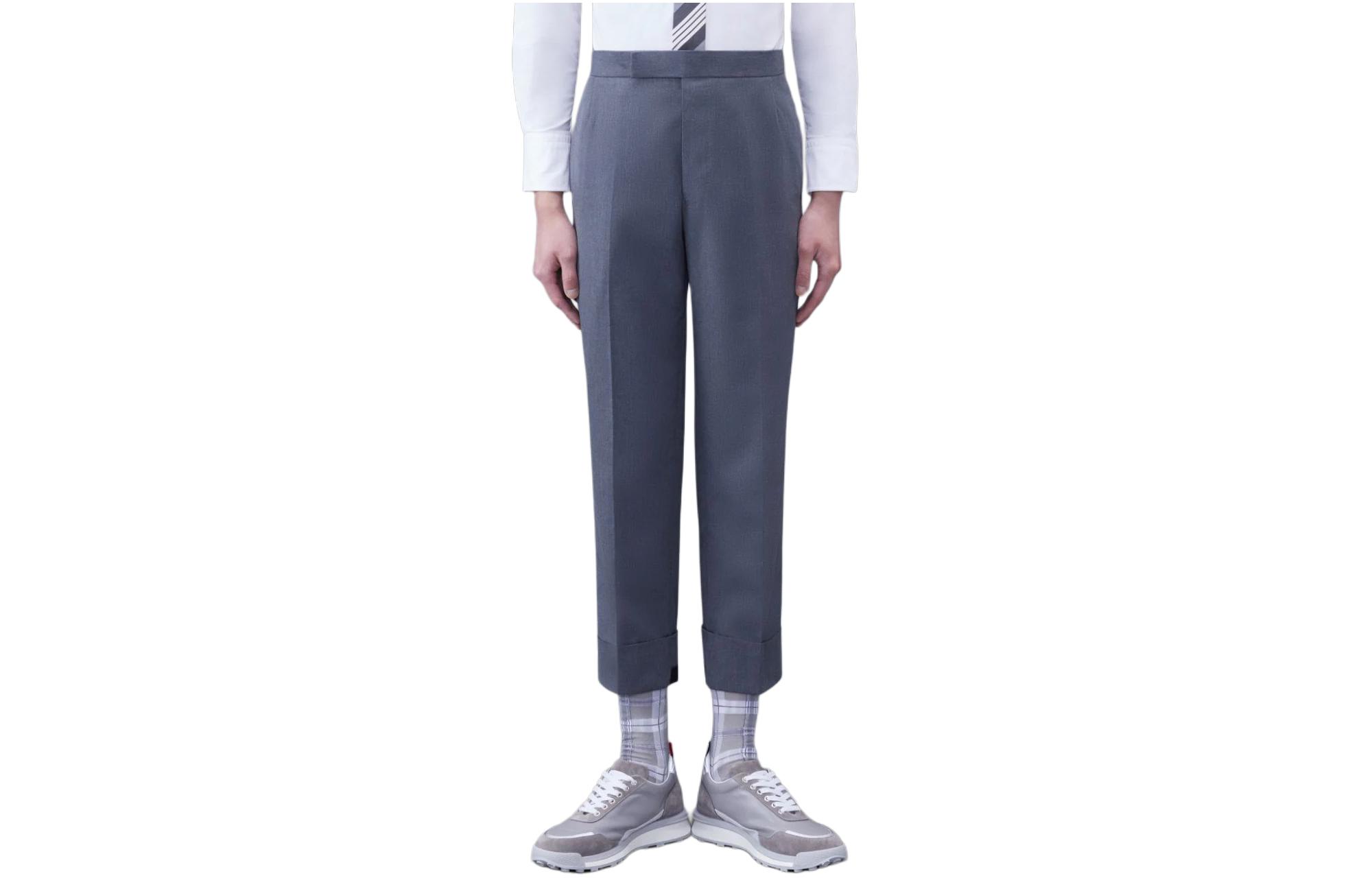 THOM BROWNE Typewriter Cloth Classic Grey Straight-Cut Cropped Trousers Men. MTC214A-04502-035 圖 2