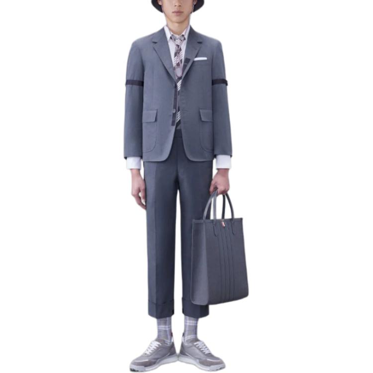 THOM BROWNE Typewriter Cloth Classic Grey Straight-Cut Cropped Trousers Men. MTC214A-04502-035 圖 3