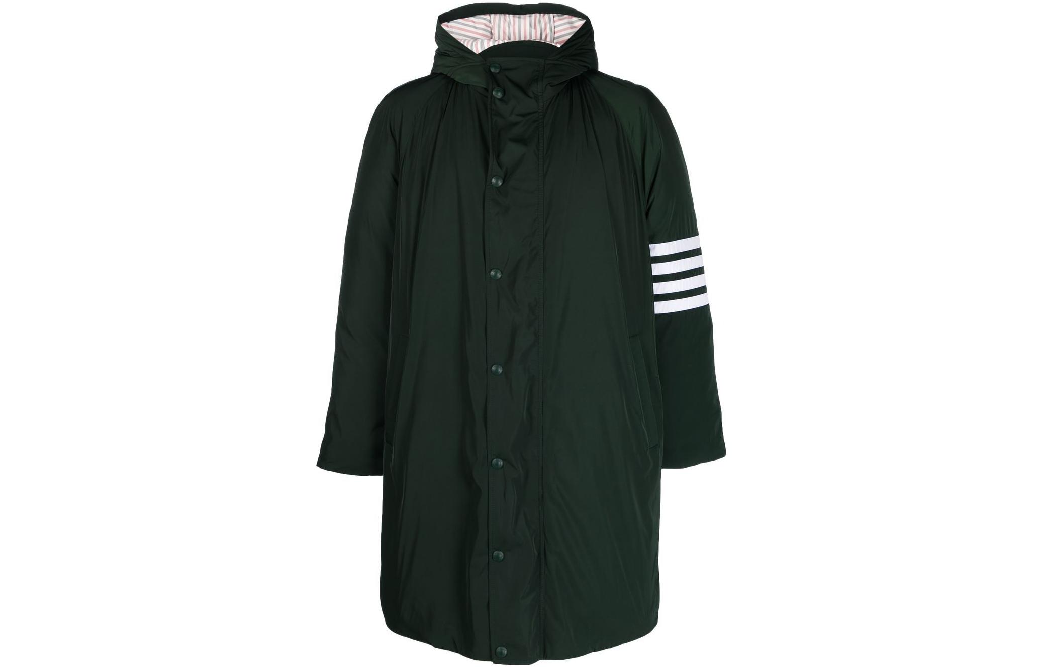 THOM BROWNE Unisex Green Fleece-Lined Raglan Parka Jacket Casual Wear MOD064X07259310 圖 2