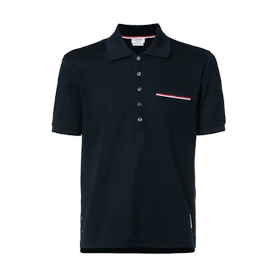 Thom Browne Unisex Polo Shirt FW23 Pre-Fall Navy Multicolor Pocket MJP022A01455 415