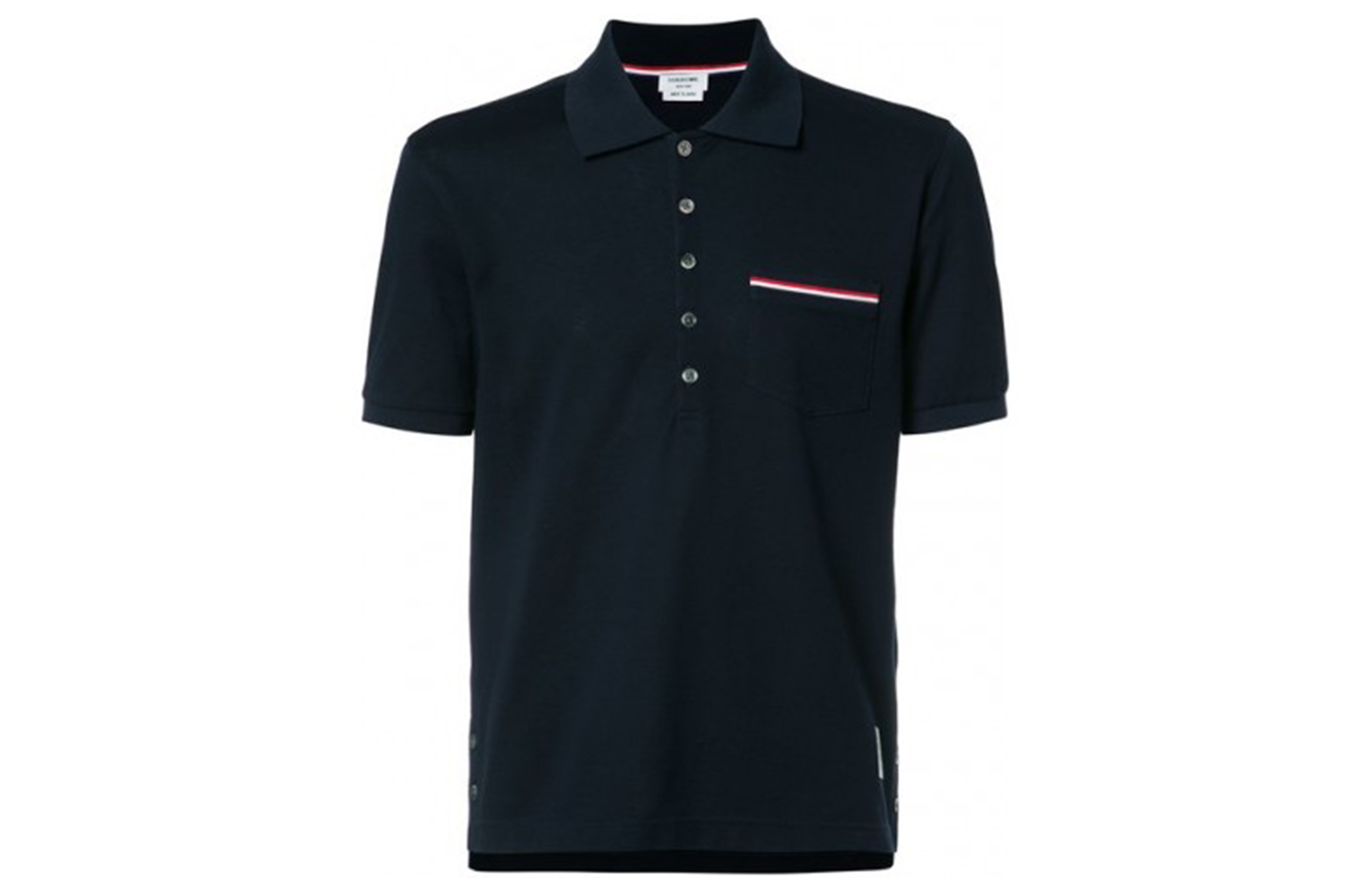 Order Thom Browne Polo Unisex FW23 Pre-Fall Azul Marino Multicolor con Bolsillo MJP022A01455 415