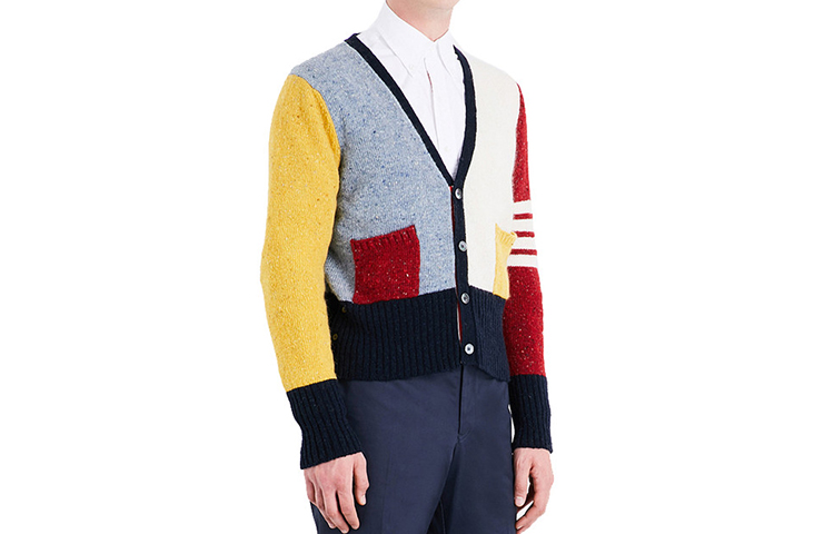 Thom Browne V-Neck Button-Up Cardigan Sweater Colorblock MKC084F-00278-996 圖 2