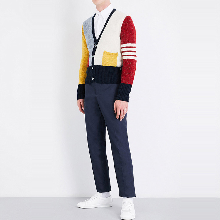 Thom Browne V-Neck Button-Up Cardigan Sweater Colorblock MKC084F-00278-996 圖 4