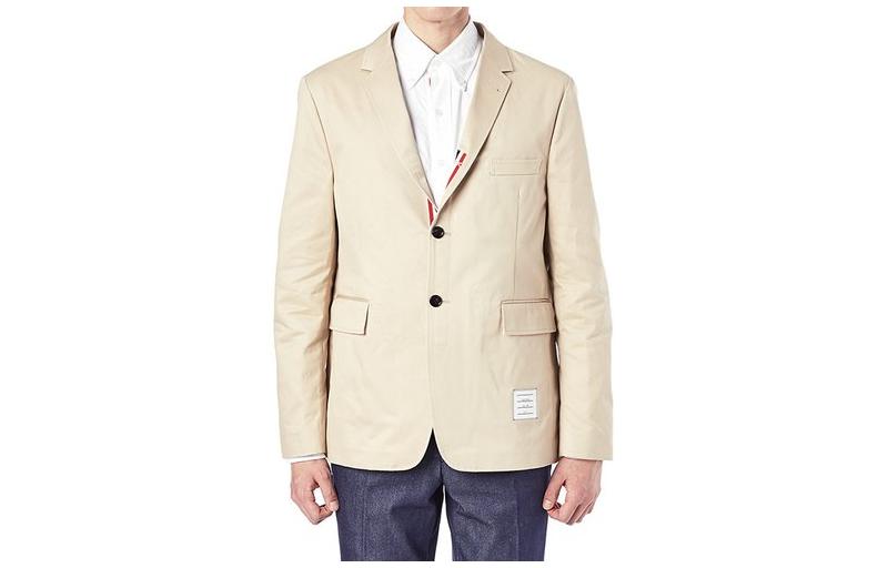 Thom Browne V-Neck Single-Breasted Jacket Beige MJU426A-01443-250