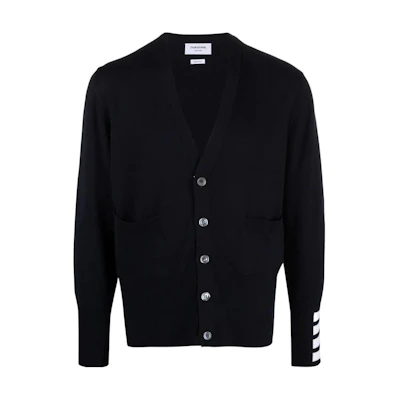 Thom Browne V-Neck Striped Knit Sweater Blue - MKC378A-Y1002-415