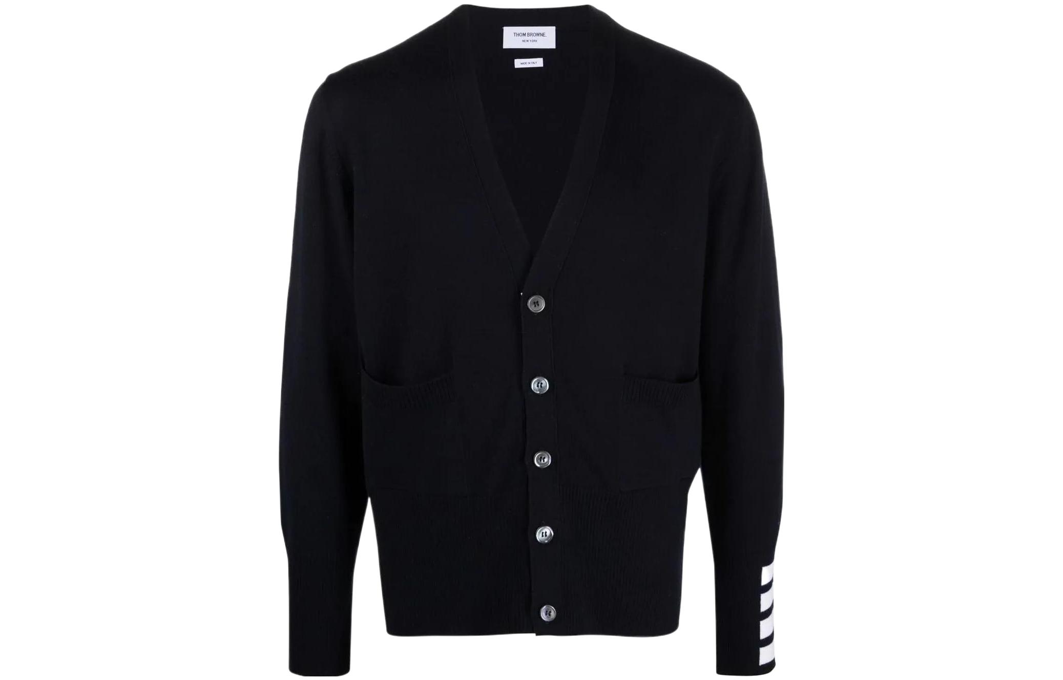 Order Suéter de Punto con Cuello en V a Rayas Azul Thom Browne. MKC378A-Y1002-415