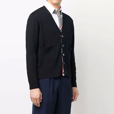 Suéter de Punto con Cuello en V a Rayas Azul Thom Browne. MKC378A-Y1002-415 Purchase Suéter de Punto con Cuello en V a Rayas Azul Thom Browne. MKC378A-Y1002-415