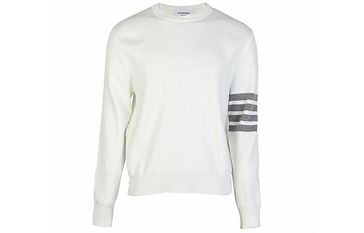 THOM BROWNE White Classic Four-Stripe Pullover Knit Sweater MKA202A-00219-100