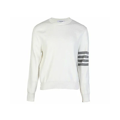 THOM BROWNE White Classic Four-Stripe Pullover Knit Sweater MKA202A-00219-100