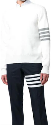 톰 브라운 화이트 클래식 4-스트라이프 풀오버 니트 스웨터 MKA202A-00219-100 Sizing 톰 브라운 화이트 클래식 4-스트라이프 풀오버 니트 스웨터 MKA202A-00219-100