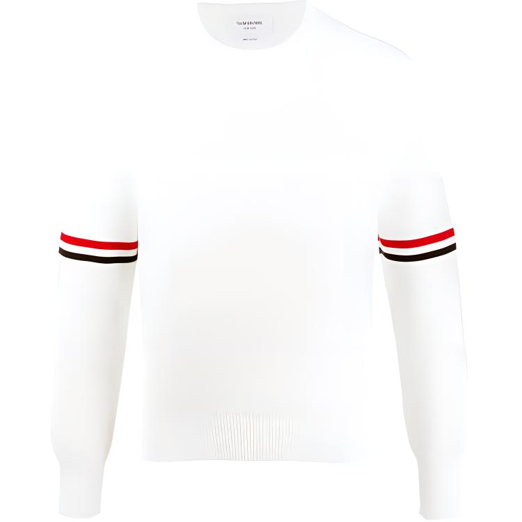 Thom Browne White Classic Stripe Crewneck Cotton Knit Sweater MKA326A-Y3001-100