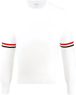 Thom Browne Sweater Rajut Katun Putih Classic Stripe Crewneck. MKA326A-Y3001-100 Order Thom Browne Sweater Rajut Katun Putih Classic Stripe Crewneck. MKA326A-Y3001-100