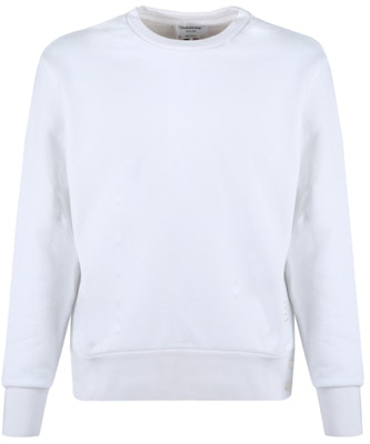 Sudadera Blanca Thom Browne con Cuello Redondo y 3 Rayas en la Espalda. MJT085A-03377-100 Lookbook Sudadera Blanca Thom Browne con Cuello Redondo y 3 Rayas en la Espalda. MJT085A-03377-100