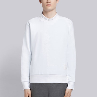 Sudadera Blanca Thom Browne con Cuello Redondo y 3 Rayas en la Espalda. MJT085A-03377-100 Shop Sudadera Blanca Thom Browne con Cuello Redondo y 3 Rayas en la Espalda. MJT085A-03377-100