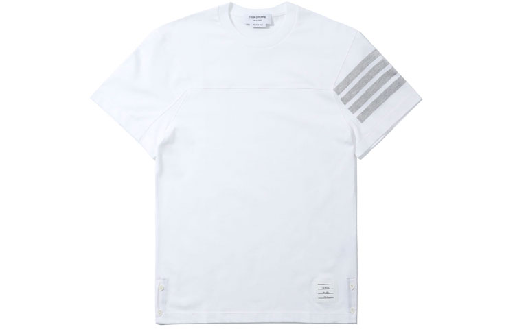 Thom Browne White Crewneck T-Shirt with 4-Bar Stripes Summer Edition. MJS152A-06221-100 圖 2