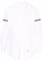 Order Thom Browne 白色長袖條紋細節襯衫。 MWL150E-06177-100