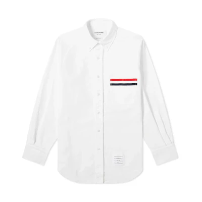 THOM BROWNE White Long Sleeve Casual Shirt with Logo MWL288A-00139-100