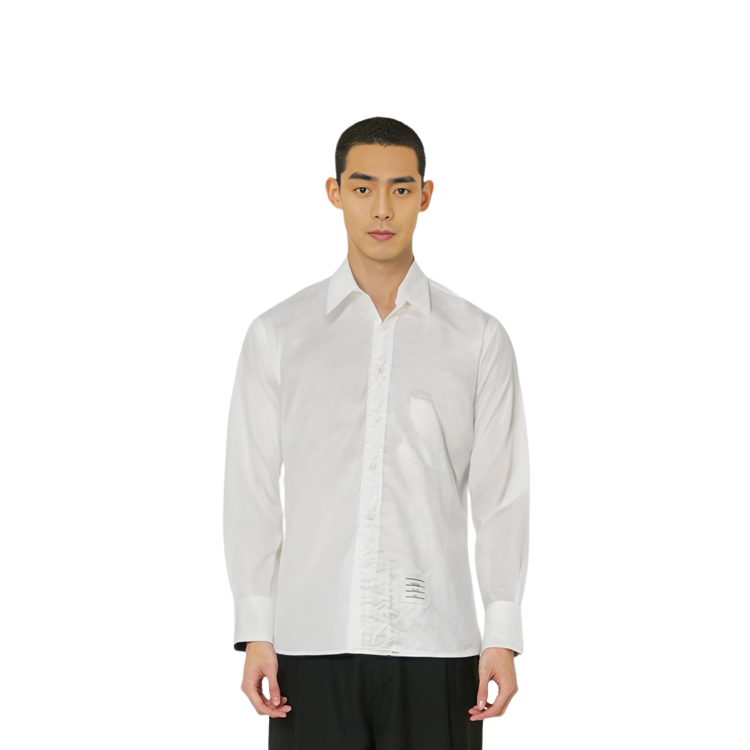 Details for Thom Browne 白色長袖純棉襯衫 MWL218A-02571-100