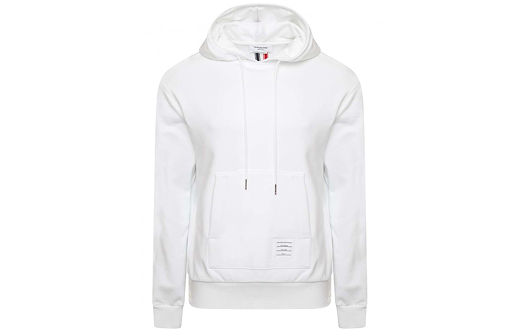 Thom Browne White Minimalist Hoodie with Back Three-Stripe Design MJT086A-03377-100