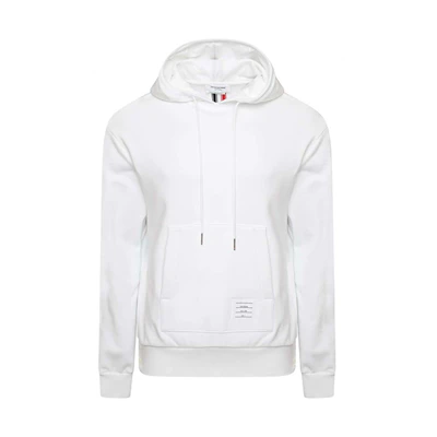 Thom Browne White Minimalist Hoodie with Back Three-Stripe Design MJT086A-03377-100