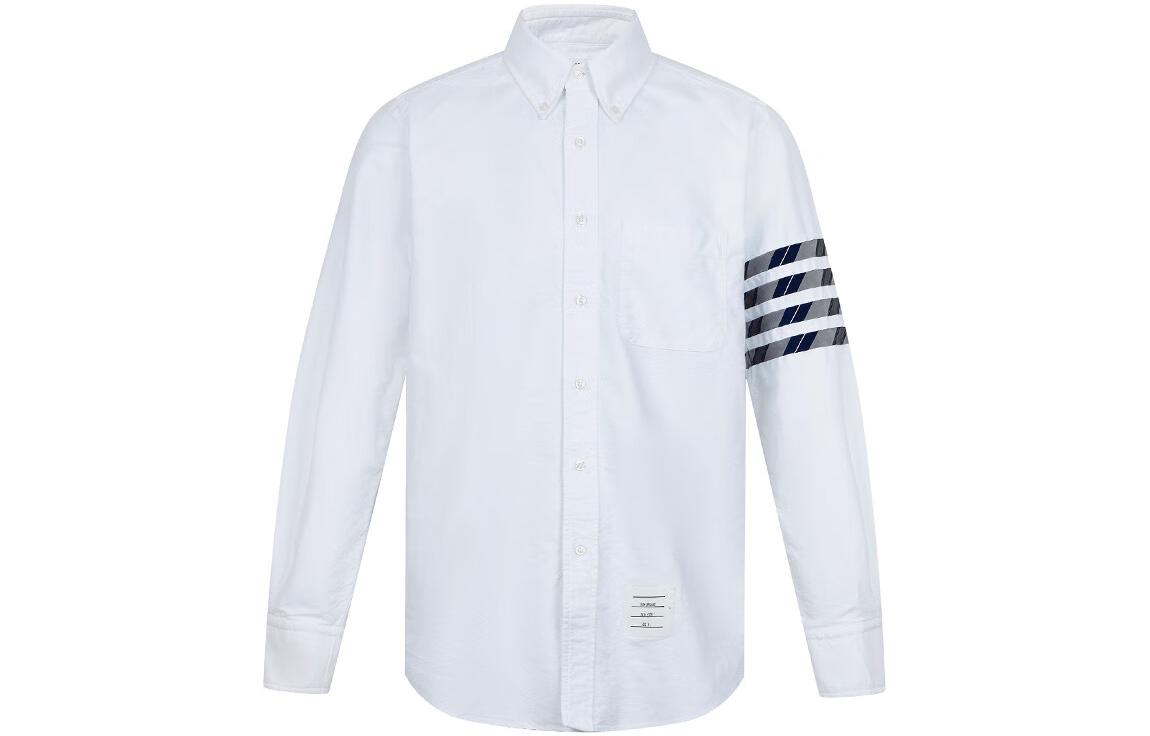 THOM BROWNE White Oxford Long Sleeve Shirt with Four Stripes MWL374A-06177-100