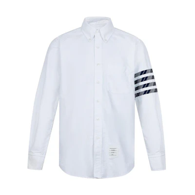 THOM BROWNE White Oxford Long Sleeve Shirt with Four Stripes MWL374A-06177-100
