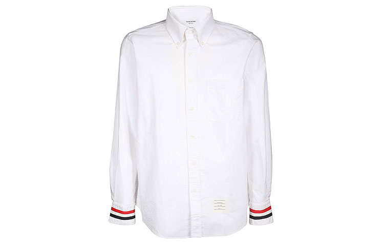 Thom Browne White Oxford Shirt with Satin Cuffs MWL289A-00139-100