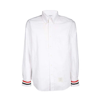 Thom Browne White Oxford Shirt with Satin Cuffs MWL289A-00139-100