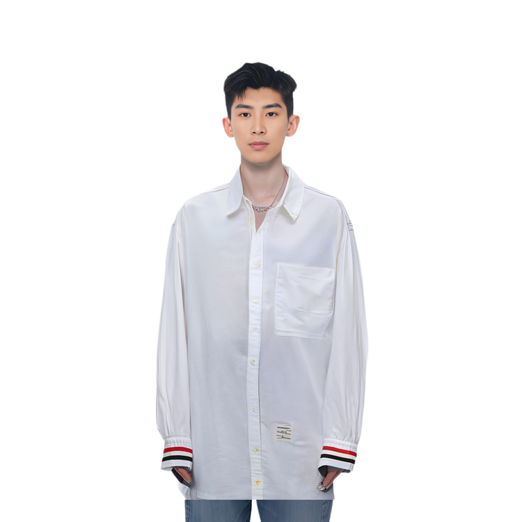 Sizing Camisa Blanca Oxford Thom Browne con Puños de Satén. MWL289A-00139-100