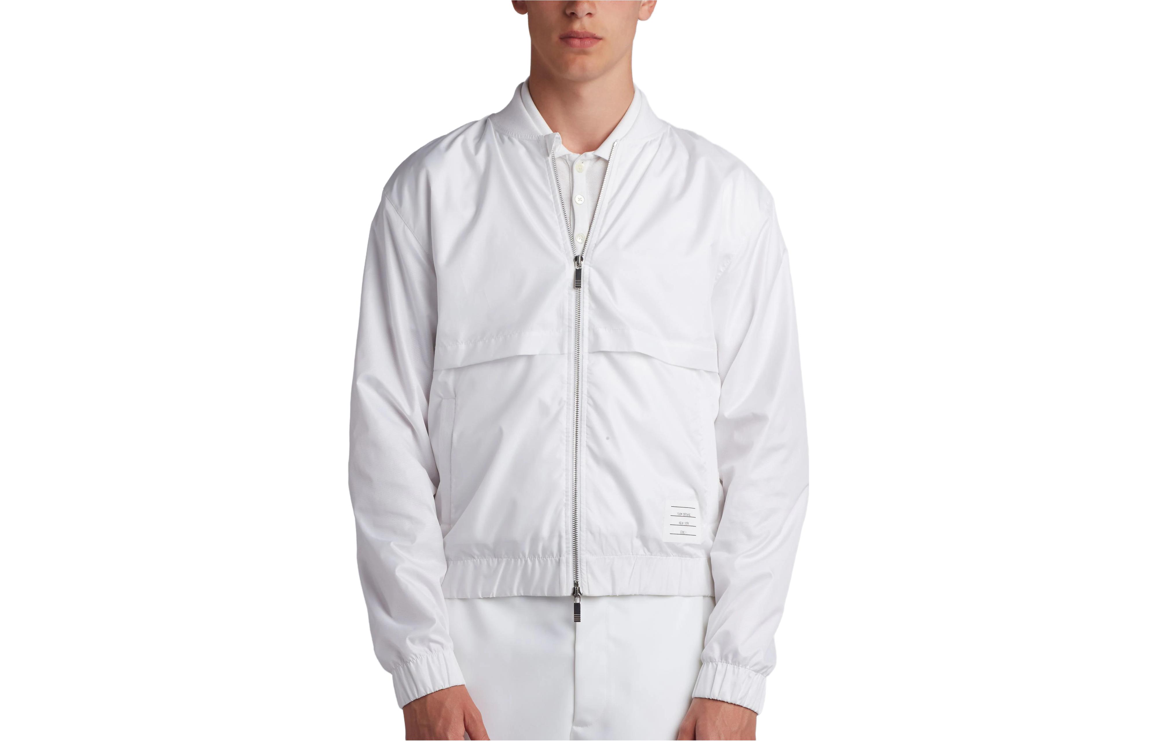 Thom Browne White Rwb Stripe Ripstop V-Neck Bomber Jacket MJT079A-03215-100