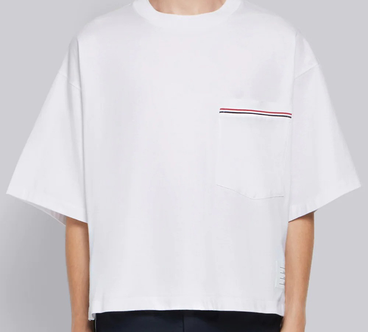 Lookbook Thom Browne 白色短袖胸袋T恤 MJS099A-01454-100
