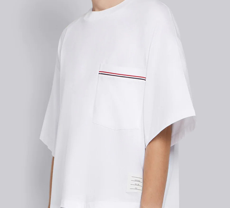 Shop Thom Browne 白色短袖胸袋T恤 MJS099A-01454-100