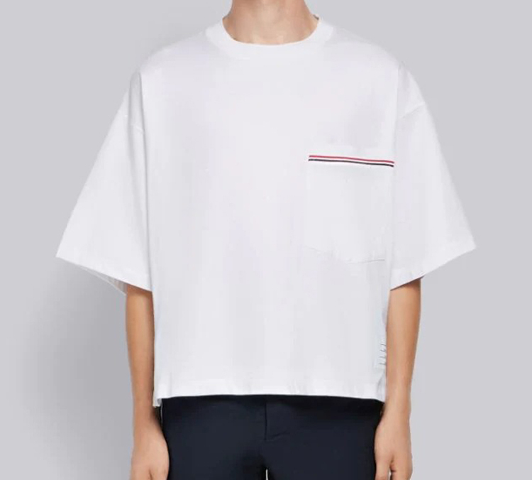 Details for Thom Browne 白色短袖胸袋T恤 MJS099A-01454-100