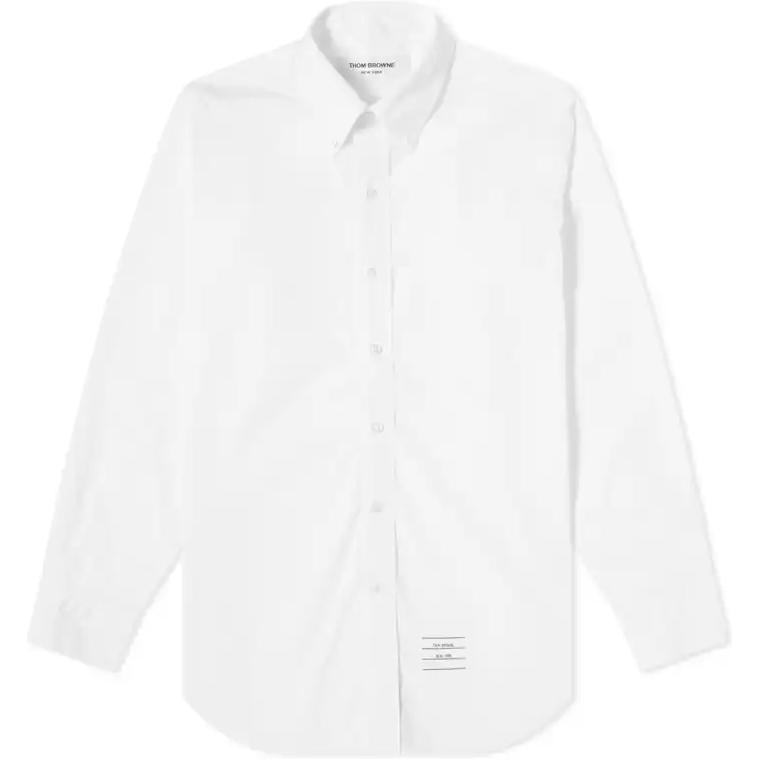 Thom Browne White Silk-Cuff Cotton Shirt Long Sleeve MWL010E-00906-114