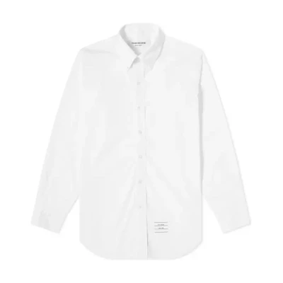 Thom Browne White Silk-Cuff Cotton Shirt Long Sleeve MWL010E-00906-114