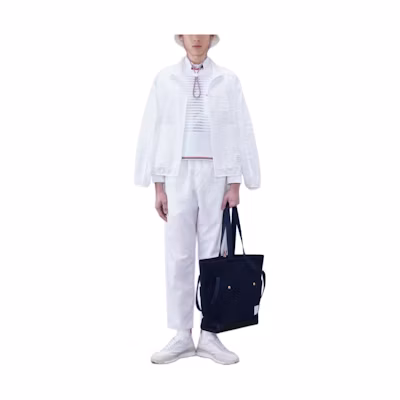 Thom Browne White Solid Zip-Up Collar Long Sleeve Jacket MJT417A-F0517-100