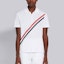 Shop Thom Browne 白色條紋印花短袖POLO衫 MJP121A-00050-100