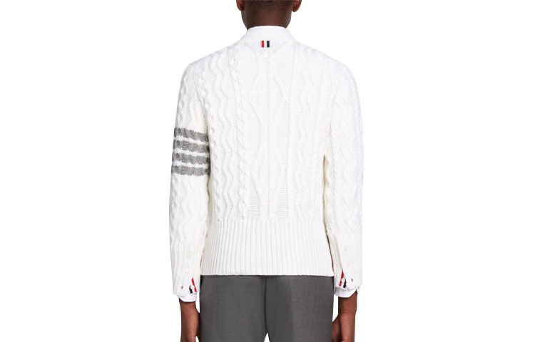 Thom Browne White Striped Cardigan Sweater MKC309A-Y1006-100 圖 3