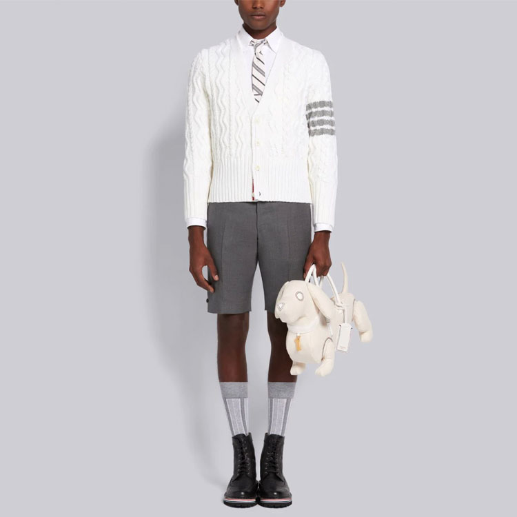 Thom Browne White Striped Cardigan Sweater MKC309A-Y1006-100 圖 5