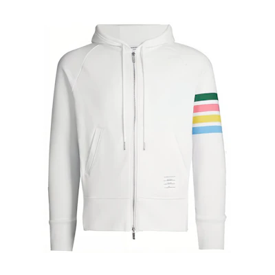 Thom Browne White Sweatshirt with Rainbow Stripes Print MJT165E-04061-100