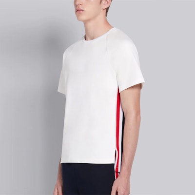 THOM BROWNE 白色側條紋短袖T恤 MJS114A-06168-100 Purchase THOM BROWNE 白色側條紋短袖T恤 MJS114A-06168-100