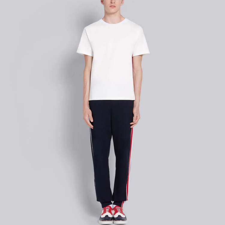 Sizing THOM BROWNE 白色側條紋短袖T恤 MJS114A-06168-100