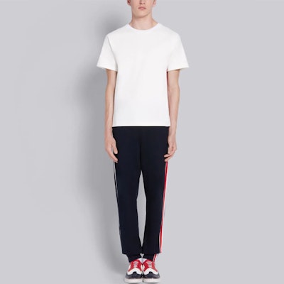 THOM BROWNE 白色側條紋短袖T恤 MJS114A-06168-100 Sizing THOM BROWNE 白色側條紋短袖T恤 MJS114A-06168-100