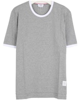 THOM BROWNE White Trim Crewneck Short Sleeve T-Shirt MJS083A-00042-055 THOM BROWNE White Trim Crewneck Short Sleeve T-Shirt MJS083A-00042-055