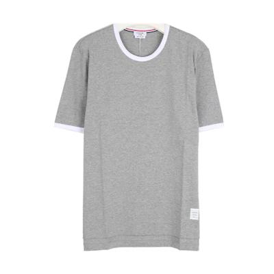THOM BROWNE White Trim Crewneck Short Sleeve T-Shirt MJS083A-00042-055