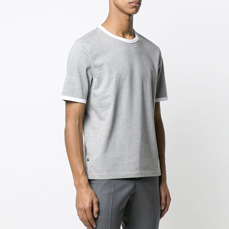 Shop 톰브라운 화이트 트림 크루넥 반팔 티셔츠 MJS083A-00042-055