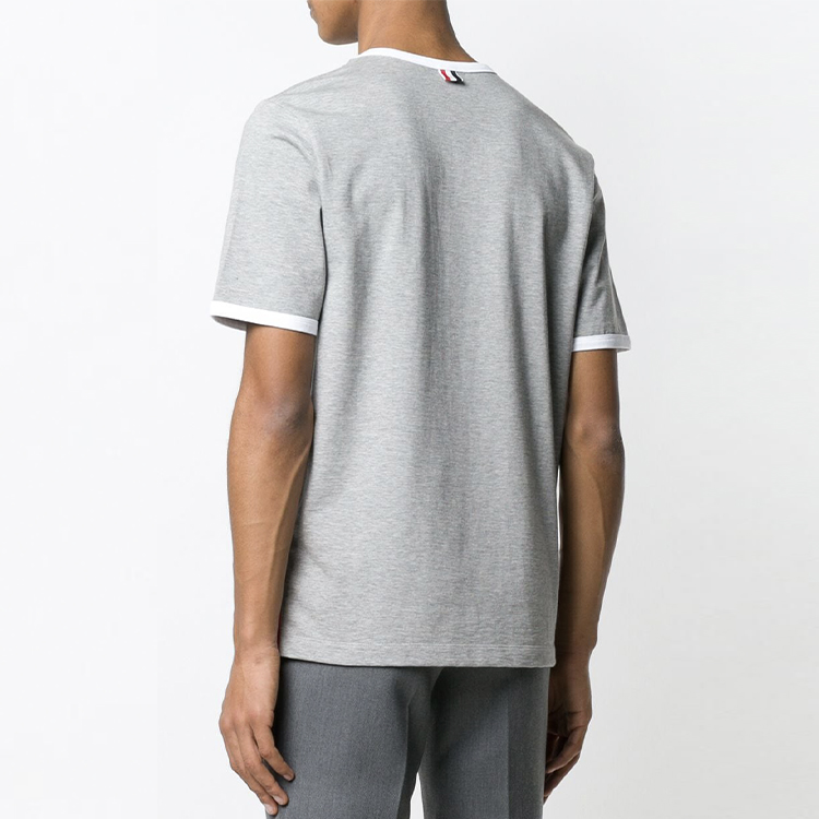 Purchase 톰브라운 화이트 트림 크루넥 반팔 티셔츠 MJS083A-00042-055