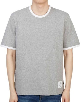 톰브라운 화이트 트림 크루넥 반팔 티셔츠 MJS083A-00042-055 Details for 톰브라운 화이트 트림 크루넥 반팔 티셔츠 MJS083A-00042-055